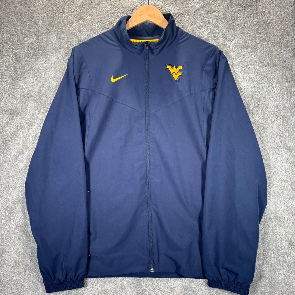 Nike West Virginia Mountaineers Jacket Mens M Full Zip Blue Embroidered On Field